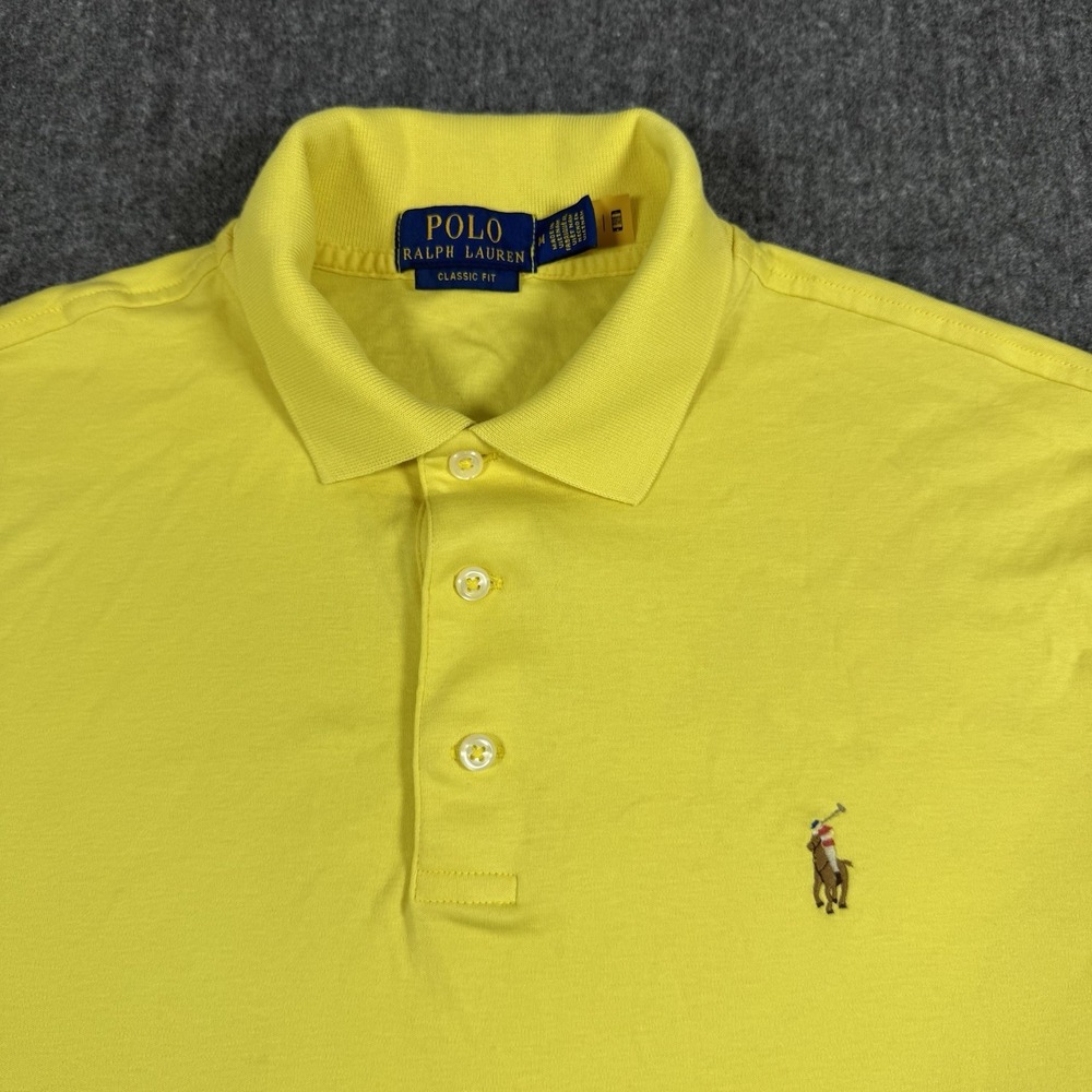 Polo Ralph Lauren Men's M Classic Fit Yellow Polo Shirt Multicolor Pony